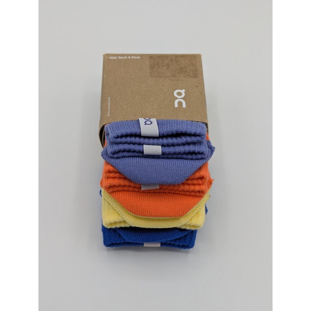 4 Pairs On Cloud Kids Crew Socks Size Small 9.5-12.5 Blueberry/Flames New